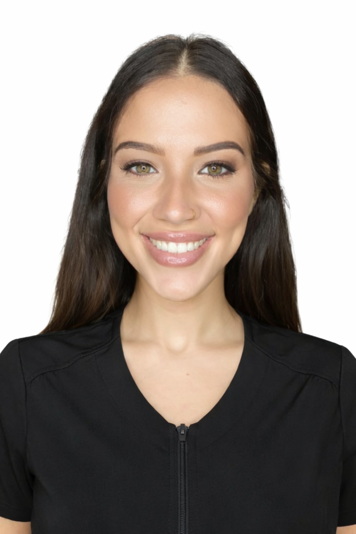 a woman smiling and posing for the camera